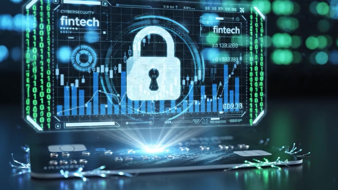 A High-Tech Financial Security Concept Featuring Credit Cards with Digital Interfaces and Advanced Cybersecurity Measures to Ensure Safe Transactions.