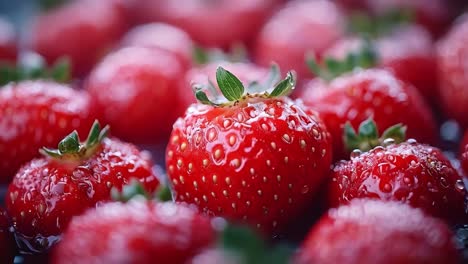 fresh strawberries with water droplets