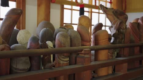 tagata shrine "fertility" idols in temple on day of honen festival