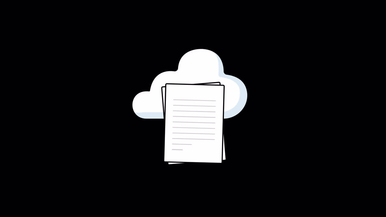 Animated Cloud Icon Storing and Transferring Documents