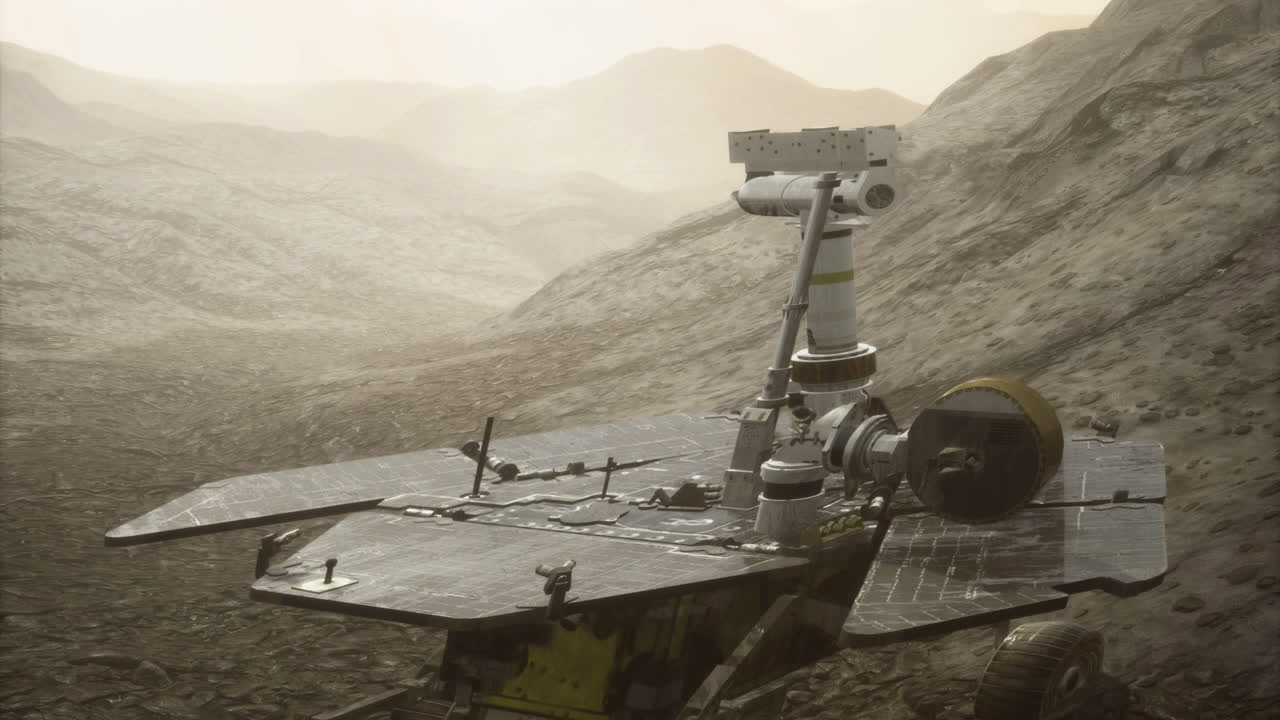 Mars Rover Exploring Martian Landscape