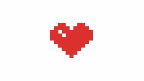 animación de corazón de píxeles en una vieja pantalla de televisión. pantalla de distorsión de glitch. símbolo de amor o concepto de corazón roto en un fondo blanco. 4k