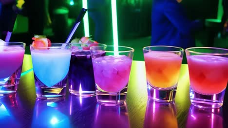 colorful cocktails on a bar counter