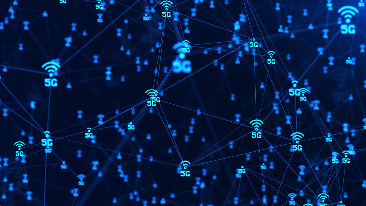 la nueva animación de bucle de conexión wi-fi inalámbrica a internet 5g.