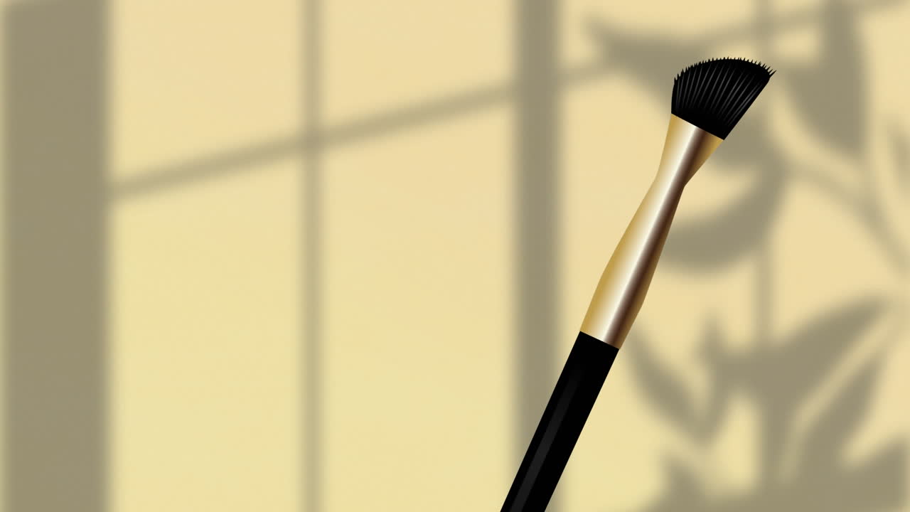벽 에 있는 그림자 위 에 있는 메이크업 브러시 의 애니메이션