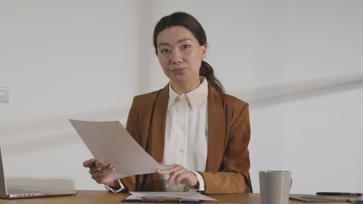 POV Shot Of Businesswoman Interviewing Candidate For Job In Office