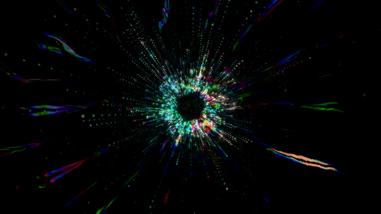 rayas de luz brillantes de color en el estiramiento de la perspectiva