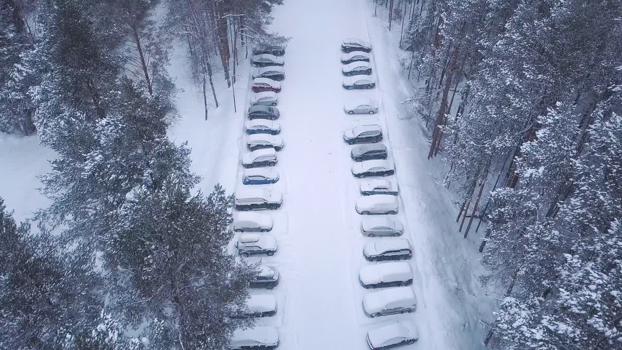 숲 속 의 눈 인 주차장