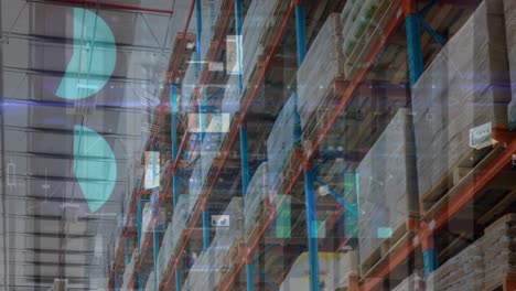 animación del procesamiento de datos financieros en un almacén vacío