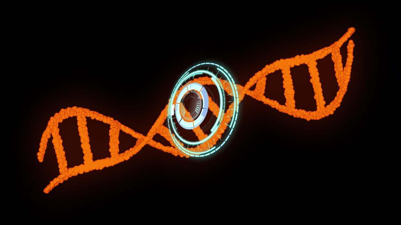 Animation of scope scanning over dna strand on black background
