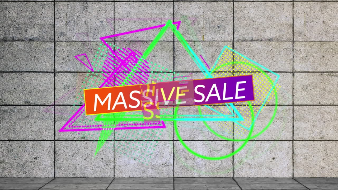 추상적인 배경 위에 판매 텍스트의 애니메이션