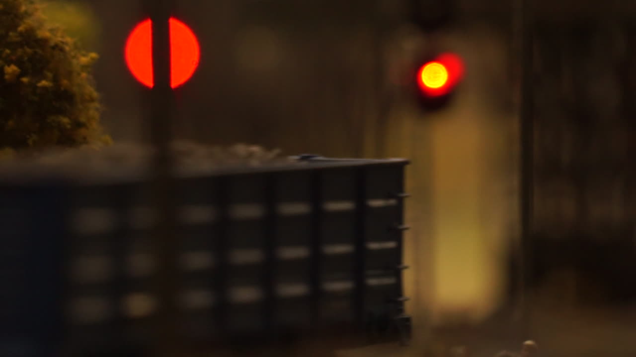 Model Train Scene at Night