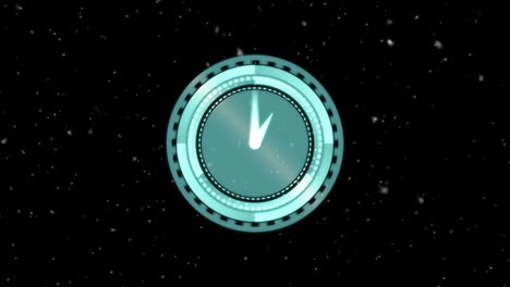 animation of moving white spots and clock over black background