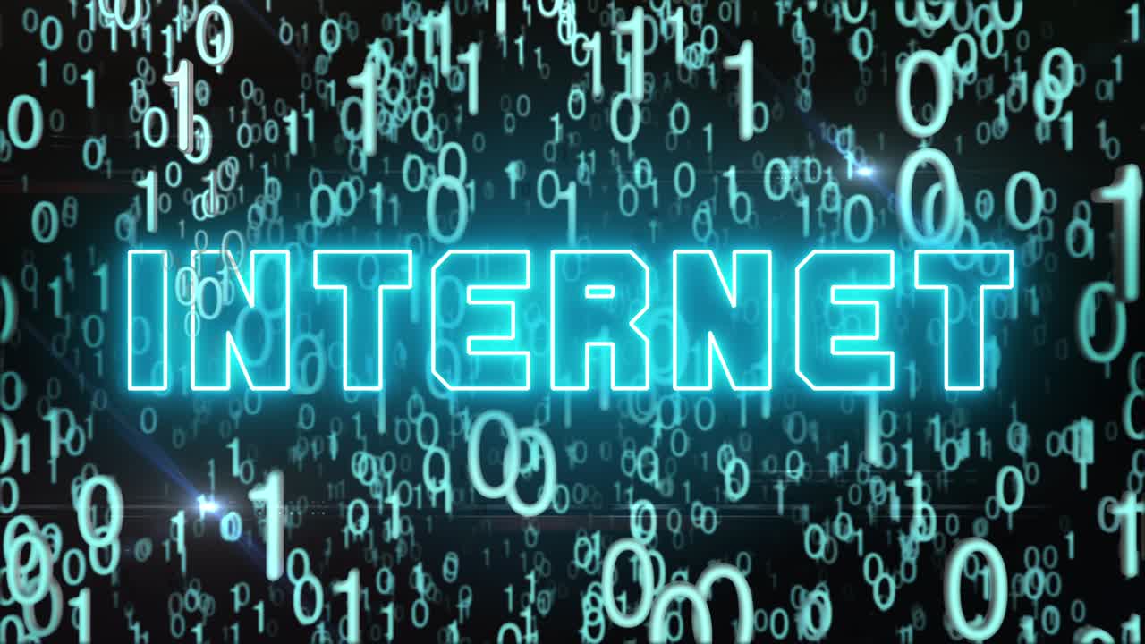 Golden Internet concept with digital code