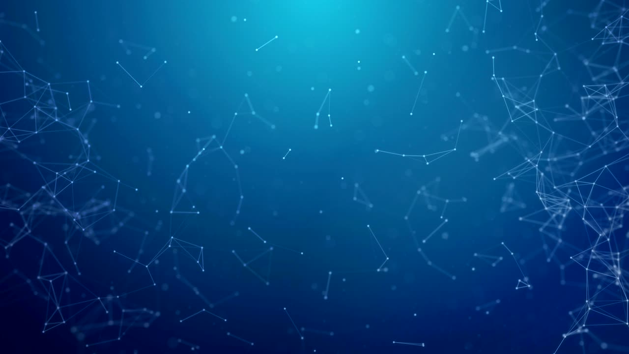 Modern Technological Rotary With Connections And Nodes. Dynamic plexus with numbers. Futuristic technology Abstract lines, triangles and dots. Network Connections Seamless Loop Background