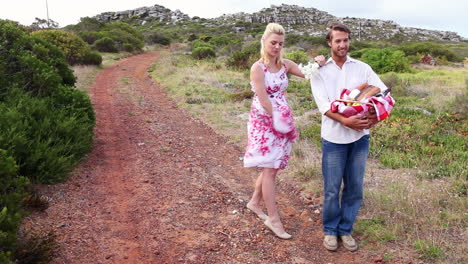 young couple going for a picnic