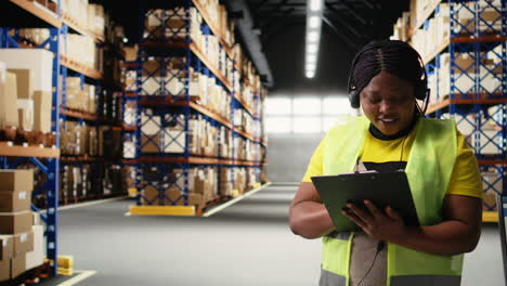 vertical video african american woman in hi vis vest handles calls on the help line