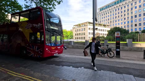 tourist bus passing by in central london