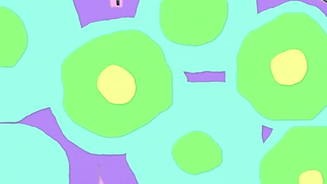animation of colorful moving graphics over pink background