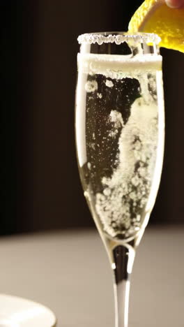 pouring champagne cocktail