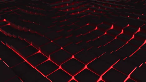 Red-illuminated-blocks-moving-in-wavy-pattern