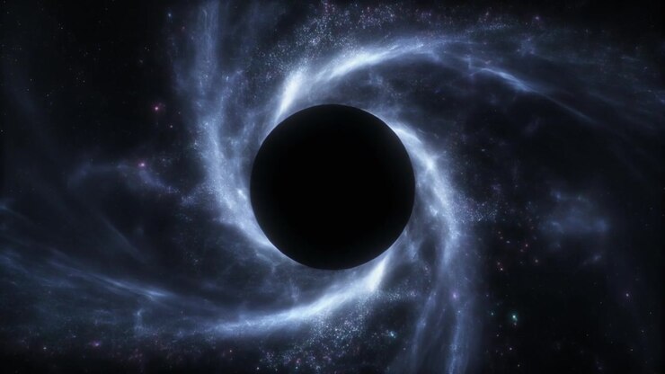 Black Hole Surrounded by Glowing Accretion Disk in Deep Space
