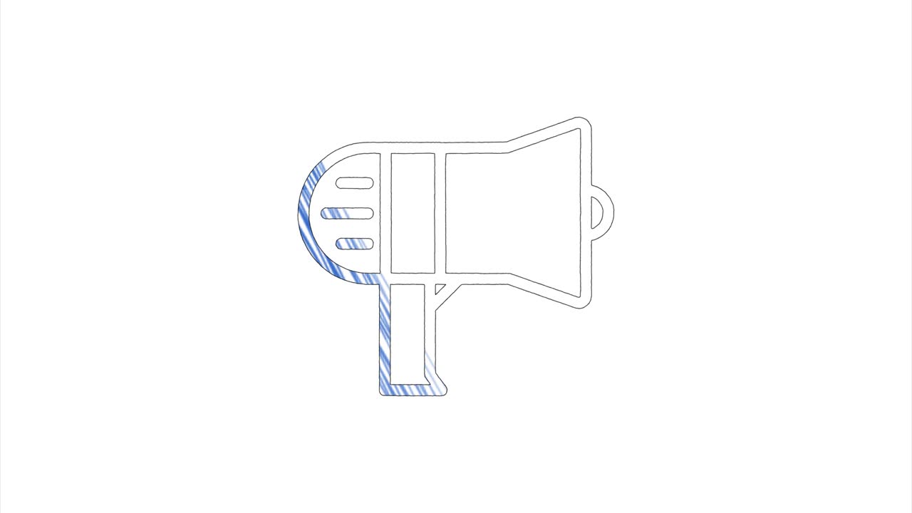 Icona megafono in stile disegnato a mano. Motion graphics.