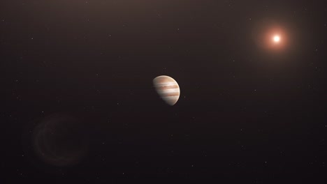 Júpiter,-El-Planeta-Más-Grande-Y-Su-Luna-En-El-Espacio-Ultraterrestre.
