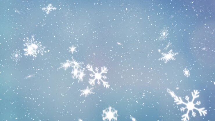 Snow falling on blue background