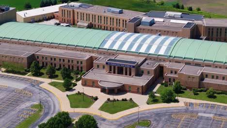 aerial view of a high school