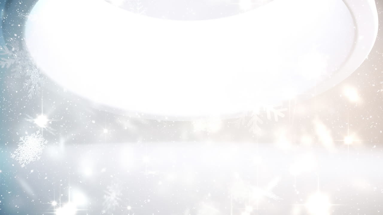 보케 빛의 크리스마스 원과 함께 눈이 내리고 있습니다.