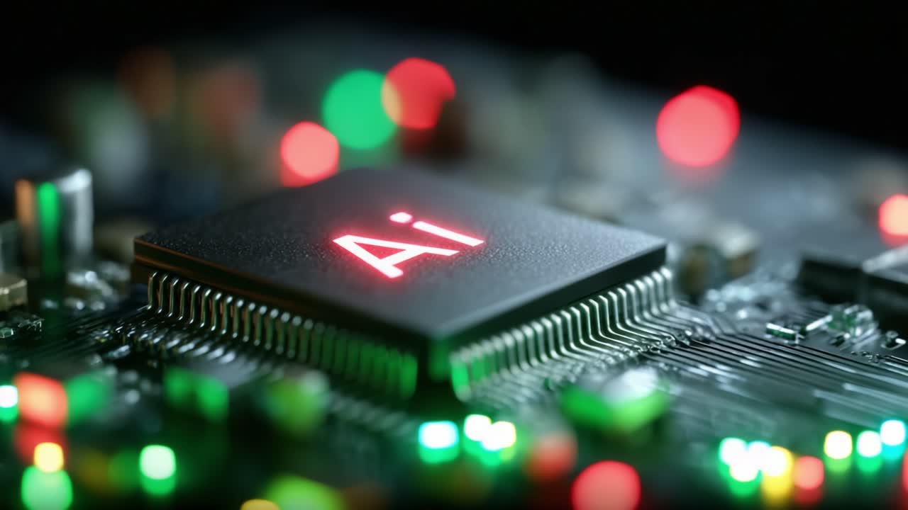 Exploring the Intricacies of Artificial Intelligence: Close-Up View of a High-Tech Microchip Illuminated with 'Ai' Signifying Revolutionary Advancements in Computing Technology