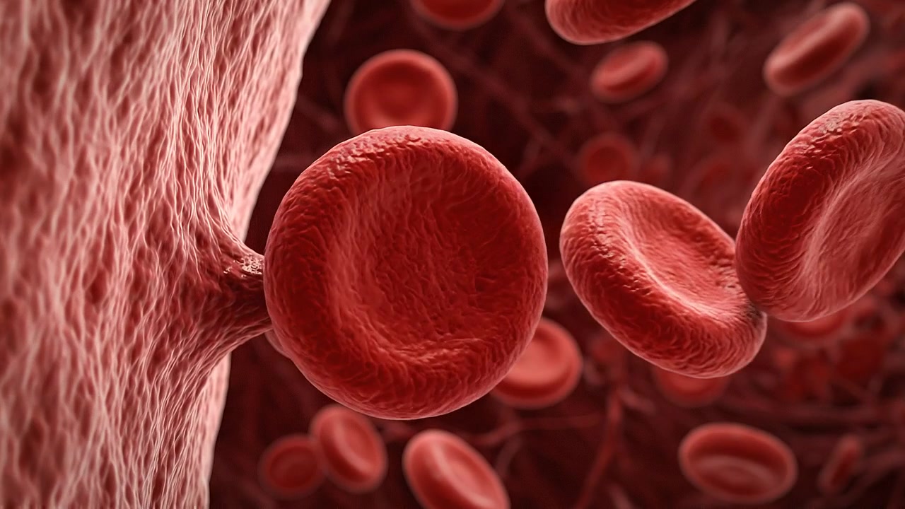Red Blood Cells Flowing Through a Blood Vessel Close Up Animation