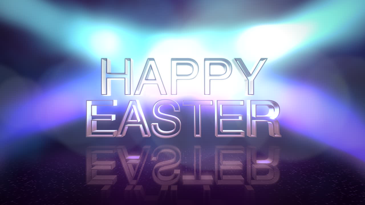 Buona Pasqua con luce neon viola in stile anni '80
