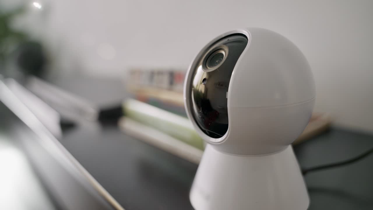Security camera monitoring an indoor space, providing clear surveillance footage for safety and security, representing monitoring, protection, and crime prevention in a modern setting. home safety
