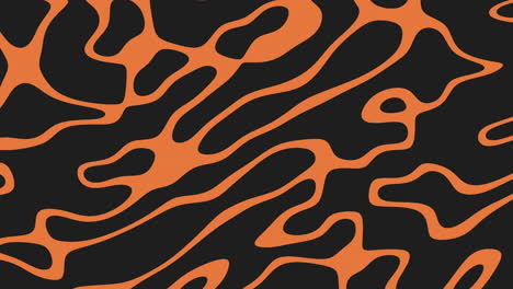 abstract black and orange pattern with dynamic wavy lines and shapes