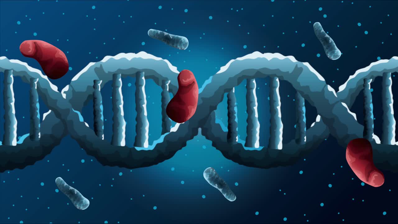 dna molecule with blood poster science animated