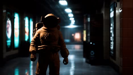 astronauta en el metro subterráneo