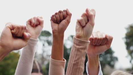 group of people raising their fists in protest