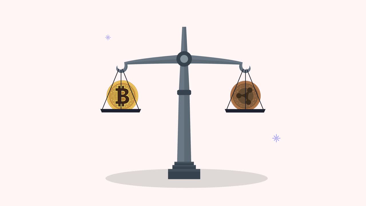 cryptocurrency coins in balance animation