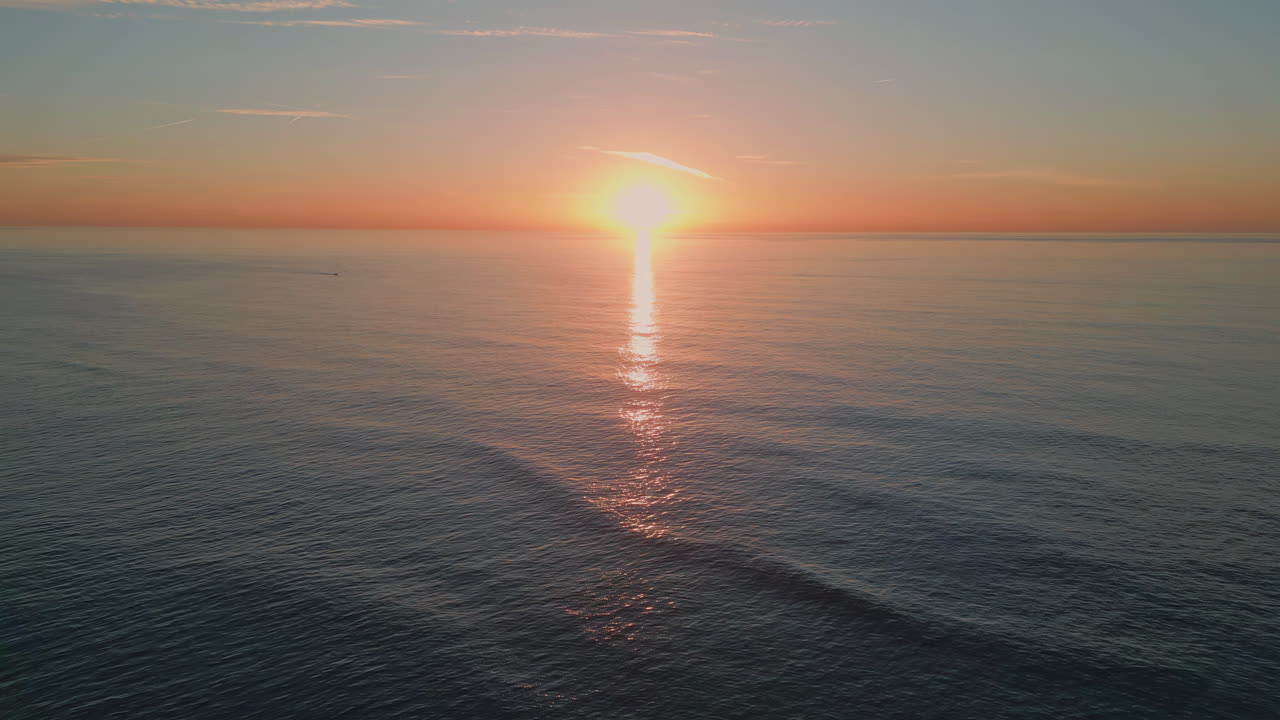 Evening sea tide splashing slow motion. Marine waves rippling at sunset nature