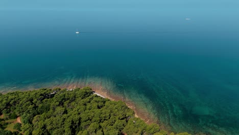 Scenic coastline of Istria seen from above, Croatia. Brijuni National Park and Pula pristine seaside