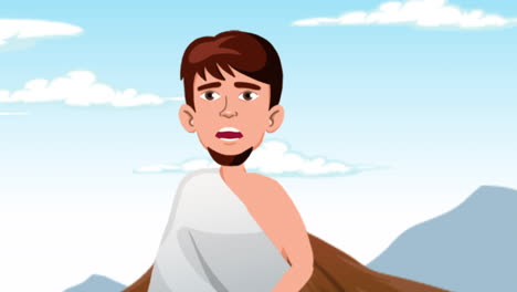 cartoon illustration of a muslim man during hajj