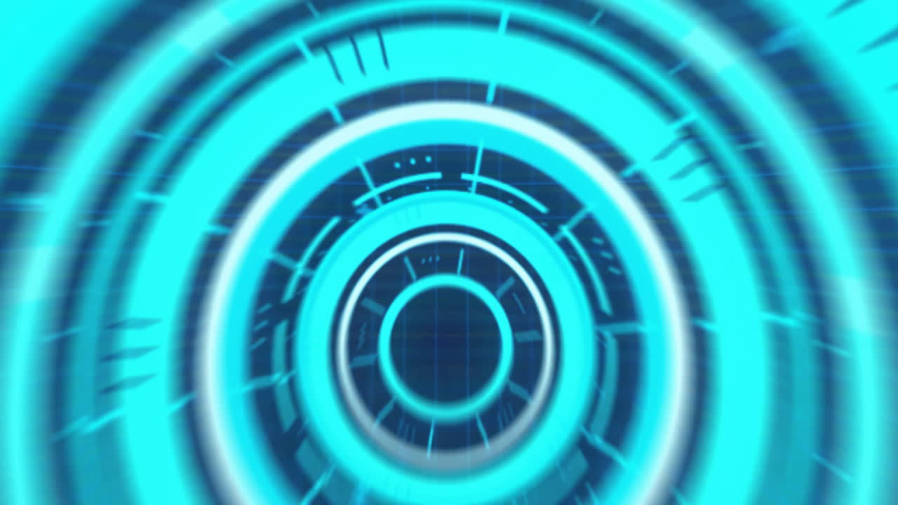 animación de escaneo de alcance y procesamiento de datos digitales sobre fondo azul