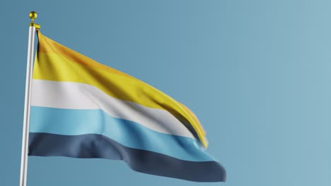 Schwenkende-Aroace-Pride-Flagge-Vor-Blauem-Hintergrund