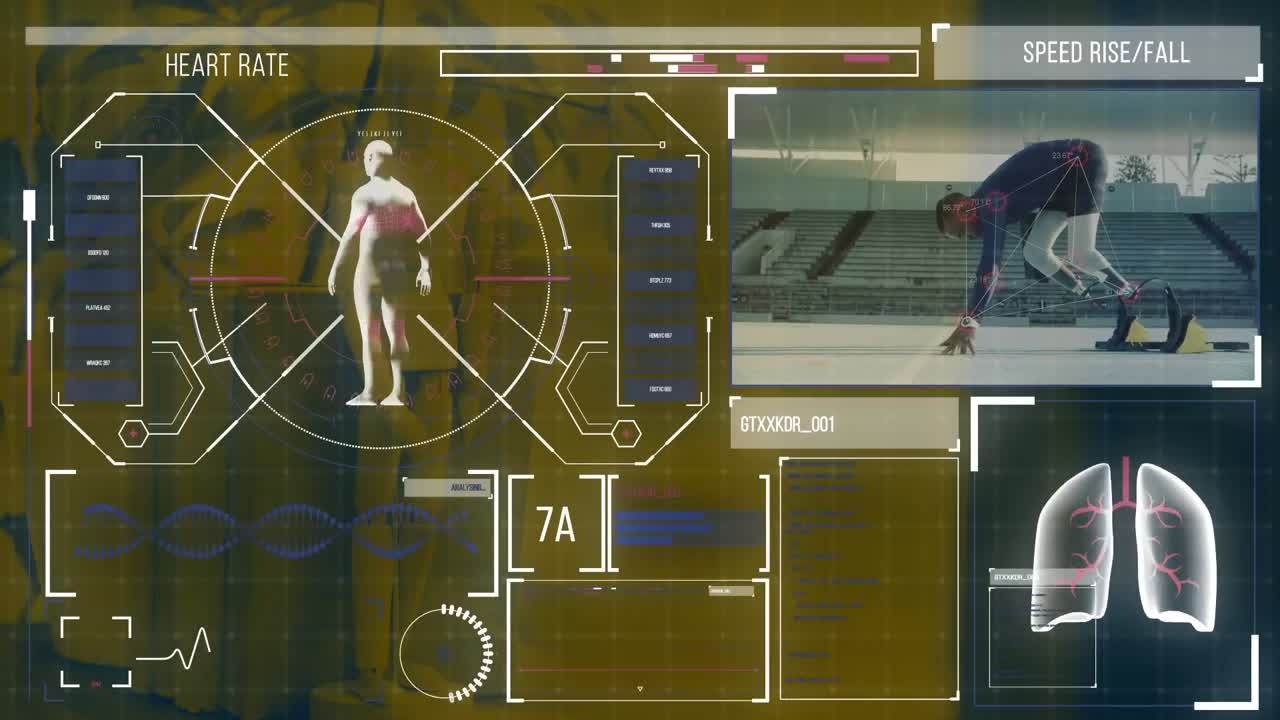 animación digital de la interfaz digital con el procesamiento de datos deportivos