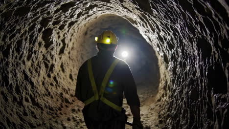trabajador en un túnel oscuro