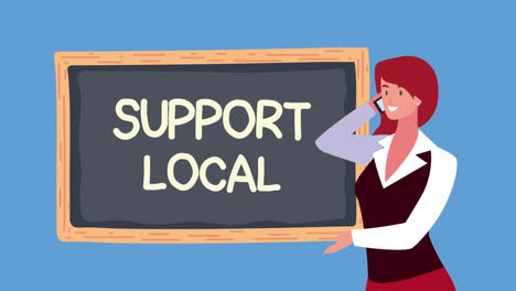 mujer que apoya a las empresas locales
