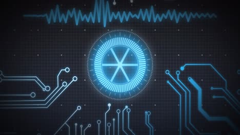 animación del escaneo del alcance, los elementos del procesador y el procesamiento de datos sobre la cuadrícula