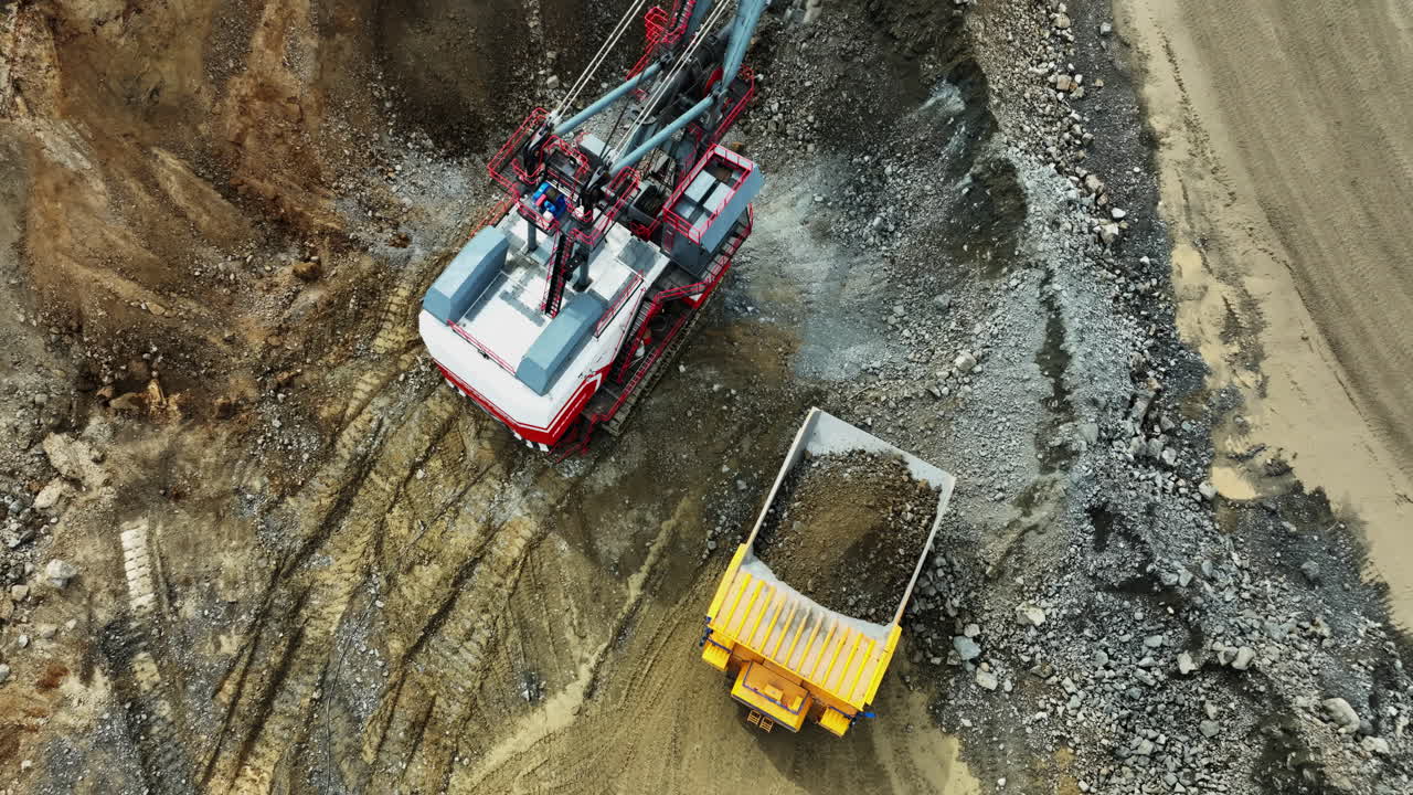 Mining Equipment and Dump Truck in Operation